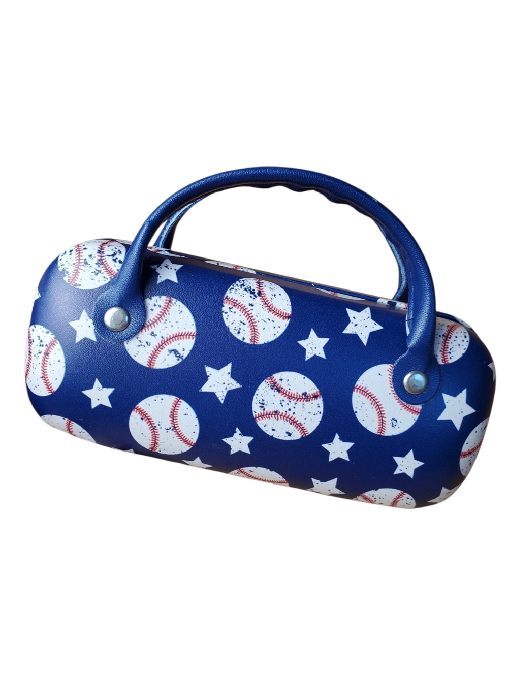 Blue Baseball Pattern Hard Shell Glasses Case